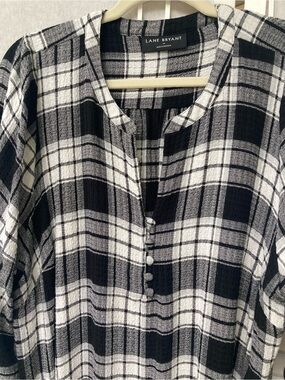 Lane Bryant Black and White Plaid Shirt Dress